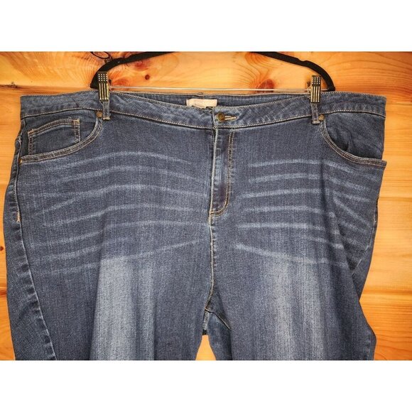 Woman Within High Rise Straight Stretch Blue Jeans Plus Size 30W Tall - Picture 8 of 12